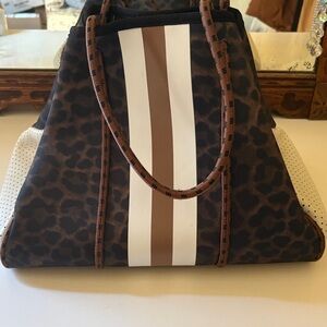 Leopard Print Tote Bag with Stripes